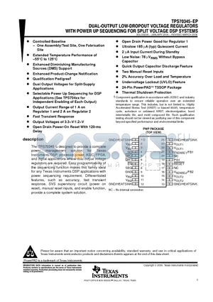 TPS70345-EP datasheet - DUAL-OUTPUT LOW-DROPOUT VOLTAGE REGULATORS WITH POWER UP SEQUENCING FOR SPLIT VOLTAGE DSP SYSTEMS