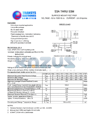 S3A datasheet - SURFACE MOUNT RECTIFIER