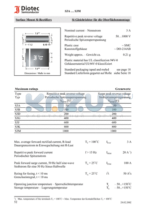 S3A datasheet - Surface Mount Si-Rectifiers