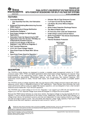 TPS70751MPWPREP datasheet - DUAL-OUTPUT LOW-DROPOUT VOLTAGE REGULATOR WITH POWER-UP SEQUENCING FOR SPLIT-VOLTAGE DSP SYSTEMS