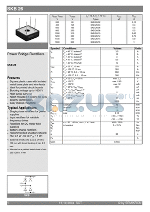 SKB26 datasheet - Power Bridge Rectifiers