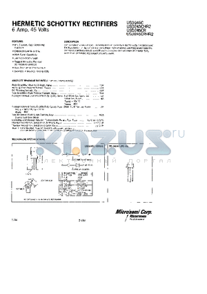 USD245CHR2 datasheet - HERMETIC SCHOTTKY RECTIFIERS