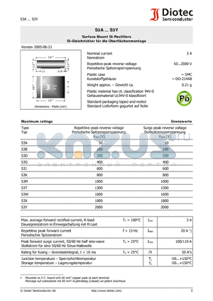 S3A datasheet - Surface Mount Si-Rectifiers