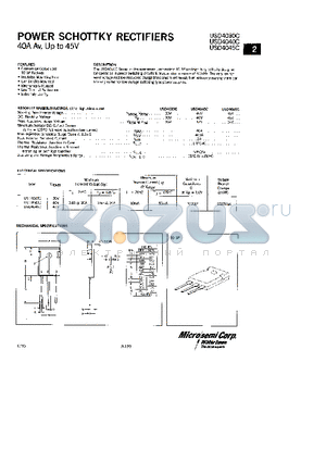 USD4030C datasheet - POWER SCHOTTKY RECTIFIERS