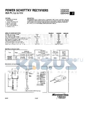 USD4030S datasheet - POWER SCHOTTKY RECTIFIERS