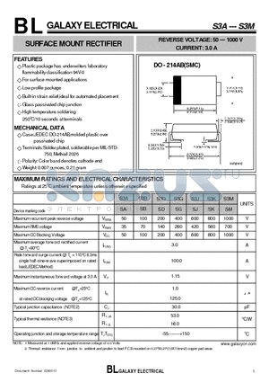 S3A datasheet - SURFACE MOUNT RECTIFIER