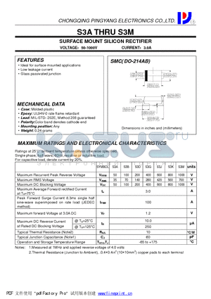 S3A datasheet - SURFACE MOUNT SILICON RECTIFIER