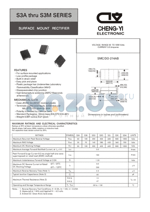 S3A datasheet - SURFACE MOUNT RECTIFIER