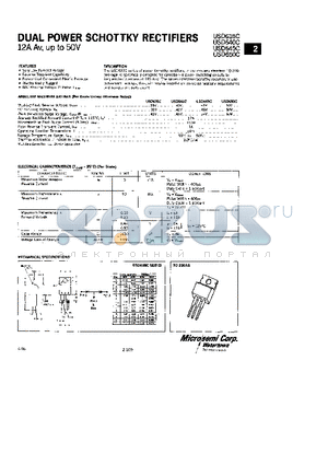 USD645C datasheet - DUAL POWER SCHOTTKY RECTIFIERS