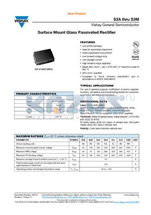 S3A datasheet - Surface Mount Glass Passivated Rectifier
