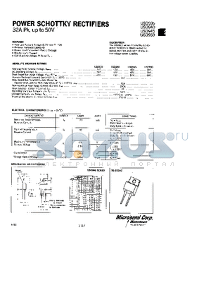 USD950 datasheet - POWER SCHOTTKY RECTIFIERS