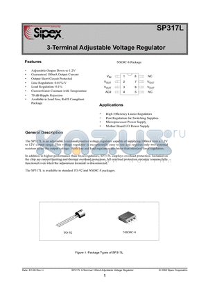 SP317LN-L/TR datasheet - 3-Terminal Adjustable Voltage Regulator