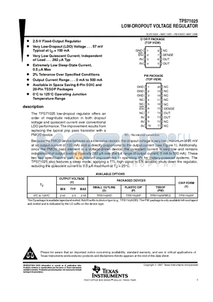 TPS71025 datasheet - LOW-DROPOUT VOLTAGE REGULATOR