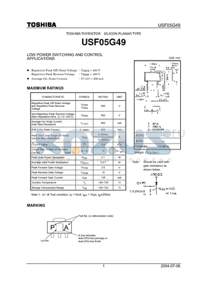 USF05G49 datasheet - LOW POWER SWITCHING AND CONTROL APPLICATIONS