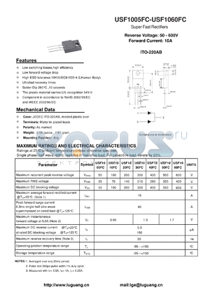 USF1005FC datasheet - Super Fast Rectifiers