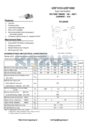 USF1020 datasheet - Super Fast Rectifiers