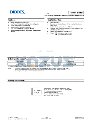 S3A_10 datasheet - 3.0A SURFACE MOUNT GLASS PASSIVATED RECTIFIER
