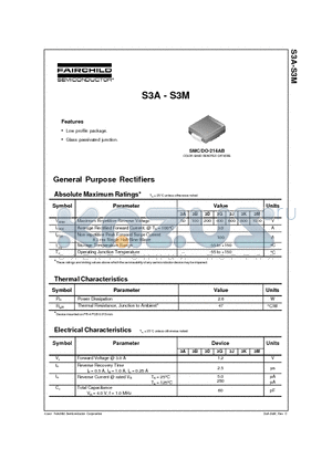 S3B datasheet - 3.0 Ampere General Purpose Rectifiers