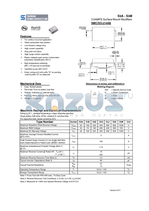 S3A_11 datasheet - 3.0AMPS Surface Mount Rectifiers