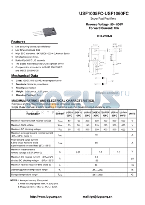 USF1060FC datasheet - Super Fast Rectifiers