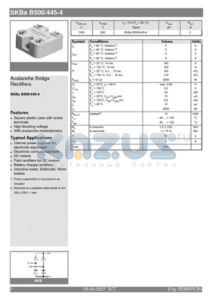 SKBAB500/445-4 datasheet - Avalanche Bridge Rectifiers