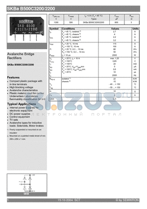 SKBAB500C3200 datasheet - Avalanche Bridge Rectifiers