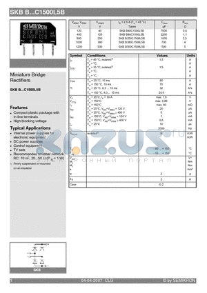 SKBB250C1500L5B datasheet - Miniature Bridge Rectifiers