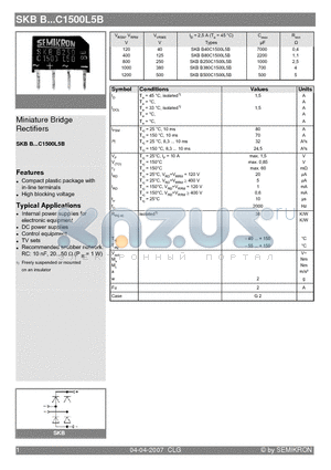 SKBB380C1500L5B datasheet - Miniature Bridge Rectifiers