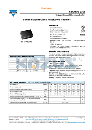 S3B datasheet - Surface Mount Glass Passivated Rectifier