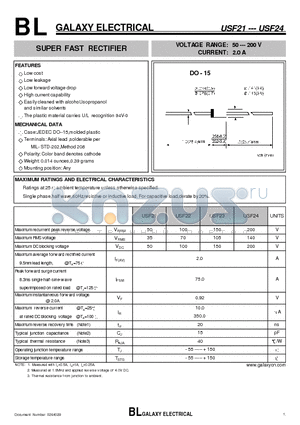 USF21 datasheet - SUPER FAST RECTIFIER