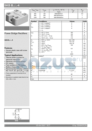 SKBB80-445-4 datasheet - Power Bridge Rectifiers