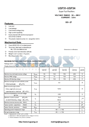 USF33 datasheet - Super Fast Rectifiers