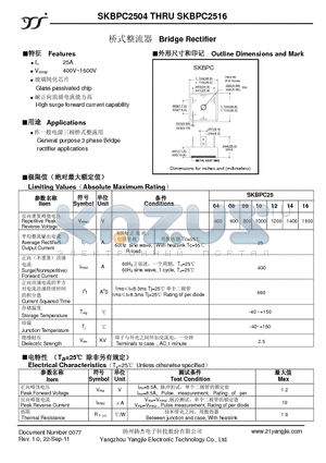 SKBPC2504 datasheet - Bridge Rectifier