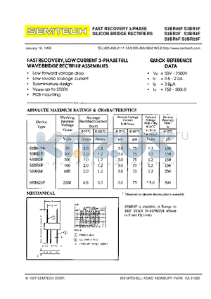 S3BR25F datasheet - FAST RECOVERY 3-PHASE SILICON BRIDGE RECTIFIERS