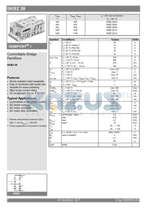 SKBZ28 datasheet - Controllable Bridge Rectifiers