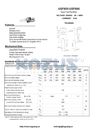 USF805 datasheet - Super Fast Rectifiers