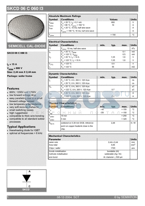 SKCD06C060I3 datasheet - SEMICELL CAL-DIODE