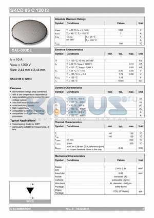 SKCD06C120I3 datasheet - SEMICELL CAL-DIODE