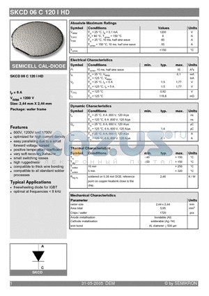 SKCD06C120IHD datasheet - SEMICELL CAL-DIODE