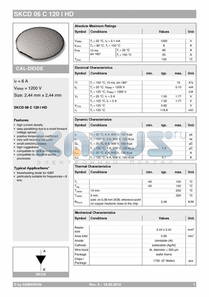 SKCD06C120IHD datasheet - CAL-DIODE