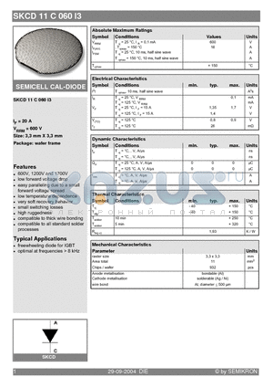 SKCD11C060I3 datasheet - SEMICELL CAL-DIODE