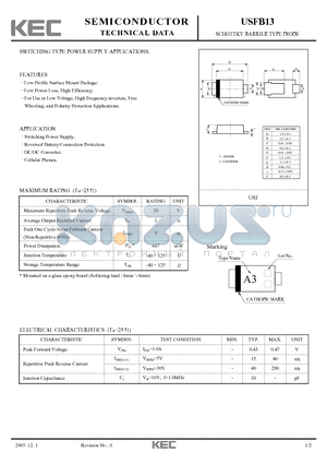 USFB13 datasheet - SCHOTTKY BARRIER TYPE DIODE