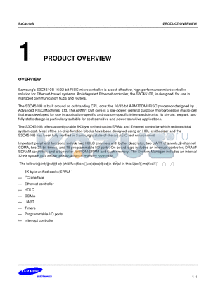 S3C4510B datasheet - Samsungs S3C4510B 16/32-bit RISC microcontroller is a cost-effective, high-performance microcontroller solution for Ethernet-based systems.