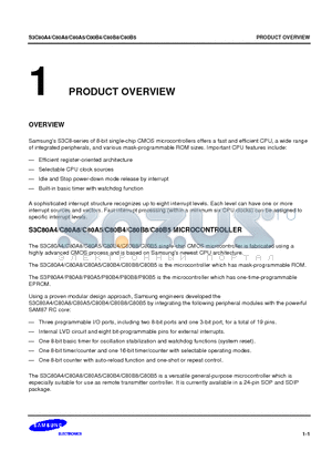 S3C80B5 datasheet - S3C8-series of 8-bit single-chip CMOS microcontrollers offers a fast and efficient CPU