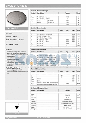 SKCD61C120I3 datasheet - CAL-DIODE