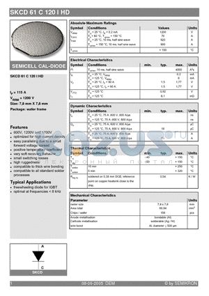SKCD61C120IHD datasheet - SEMICELL CAL-DIODE
