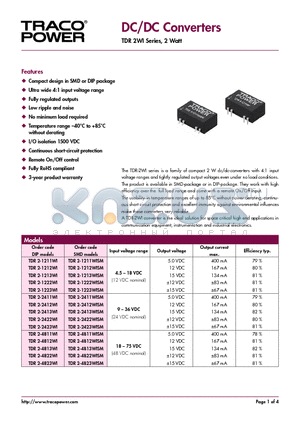 TDR2-4812WI datasheet - DC/DC Converters