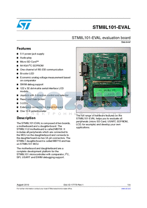 STM8L101-EVAL datasheet - STM8L101-EVAL evaluation board