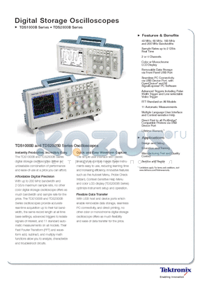 TDS1000B datasheet - Digital Storage Oscilloscopes