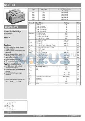 SKCH40 datasheet - Controllable Bridge Rectifiers